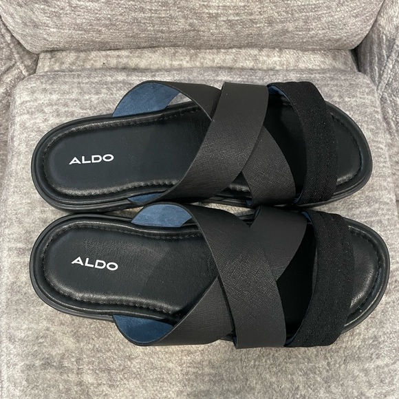 Men’s ALDO ZIEDU Black Crisscross Slides, Size 9….NEW! - Picture 4 of 10